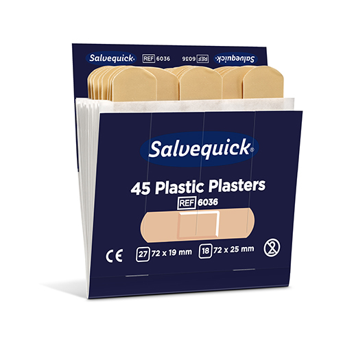 Set "Cederroth" Salvequick Plastic Pflaster (45 Stück) braun , wasserabweisend, Refill