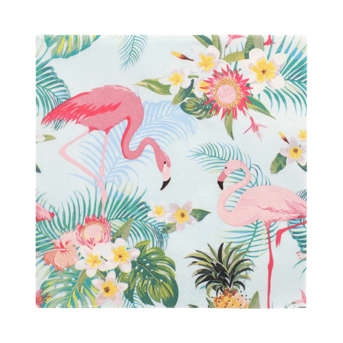 Servietten, 3-lagig 1/4-Falz 33 cm x 33 cm "Exotic Flamingos"