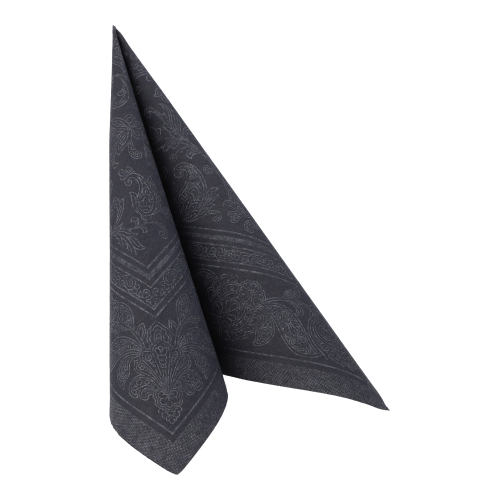 Servietten "ROYAL Collection" 1/4-Falz 40 cm x 40 cm schwarz "Ornaments"