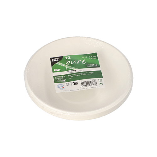 Schalen, Zuckerrohr "pure" 680 ml Ø 19 cm · 4 cm weiss