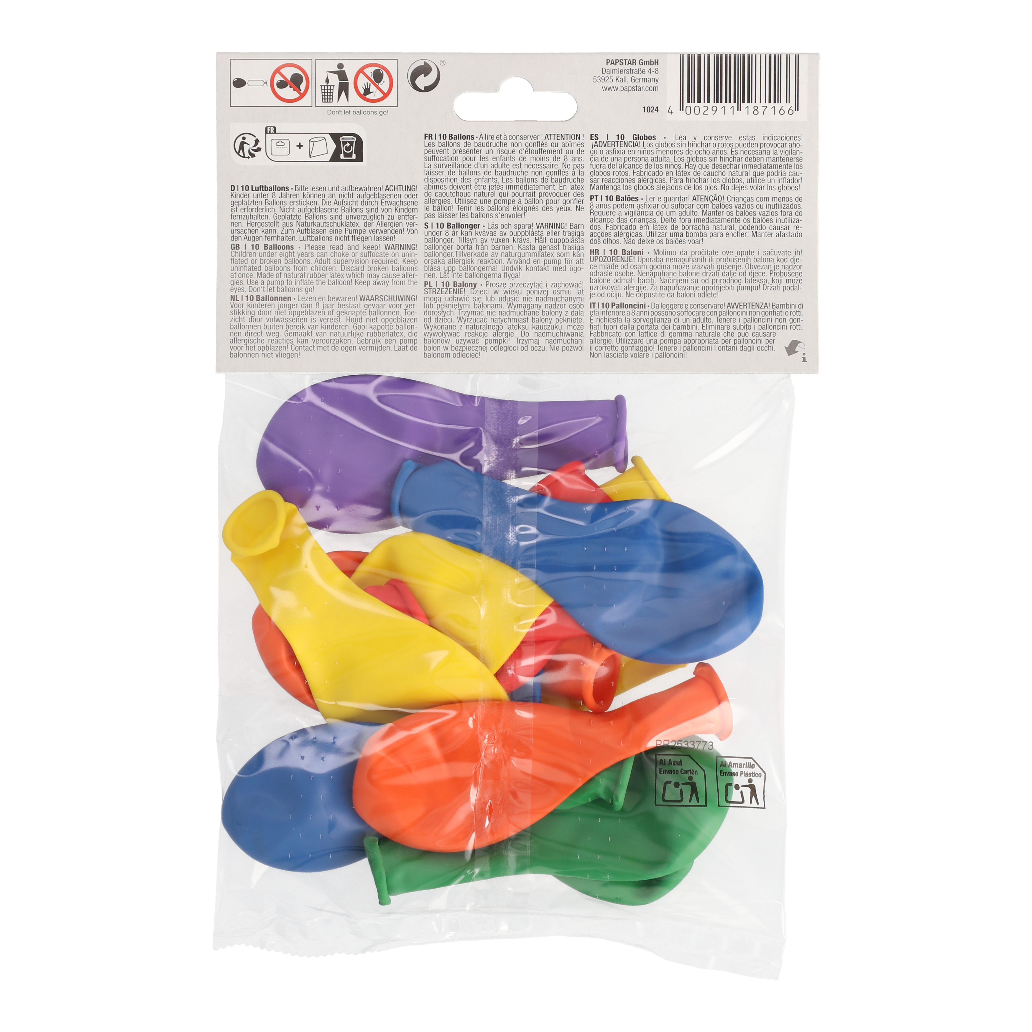 Luftballons Ø 19 cm farbig sortiert "Rainbow"