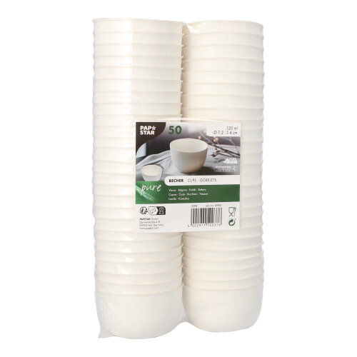 Schalen Zuckerrohr "pure" 120 ml Ø 7,2 cm · 4 cm weiss "Cella"