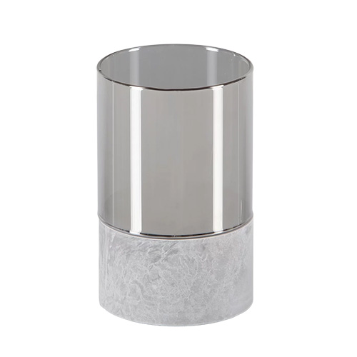 LED-Kerze Ø 8 cm · 12,5 cm grau "Gracia" mittel