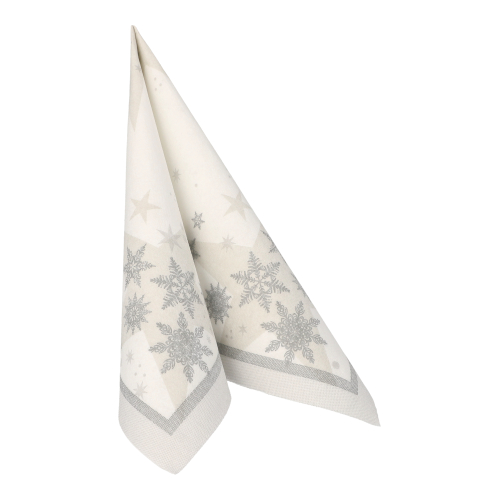 Servietten "ROYAL Collection" 1/4-Falz 40 cm x 40 cm weiss "Stars and Snowflakes"