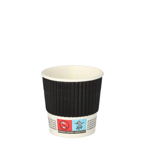 Trinkbecher, Pappe "To Go" 0,1 l Ø 6 cm · 6 cm schwarz Ripple Wall