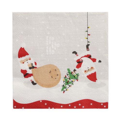 Servietten, 3-lagig 1/4-Falz 33 cm x 33 cm "Lutins de Noel"