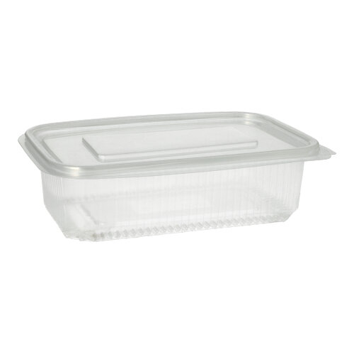 Verpackungsbecher mit Klappdeckeln, PP rechteckig 750 ml 5,3 cm x 13 cm x 19 cm transparent