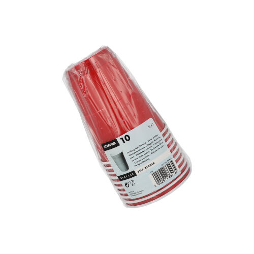 Bierbecher, PS 0,4 l Ø 9,5 cm · 12 cm rot/weiss