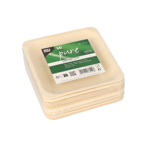 Fingerfood - Teller, Holz "pure" eckig 14 cm x 14 cm