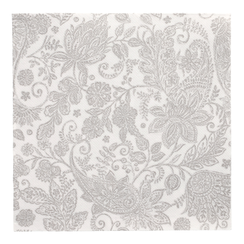 Servietten "ROYAL Collection" 1/4-Falz 40 cm x 40 cm grau "Paisley"