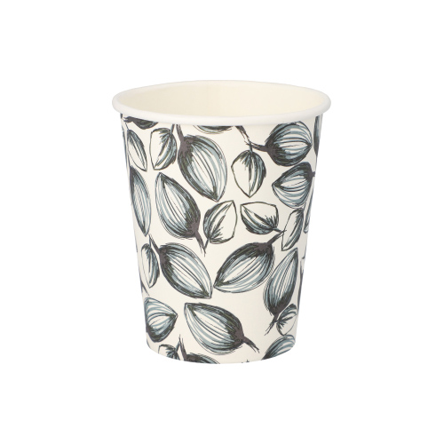 Trinkbecher, Pappe "To Go" 0,2 l Ø 8 cm · 9,2 cm weiss "Leaves"