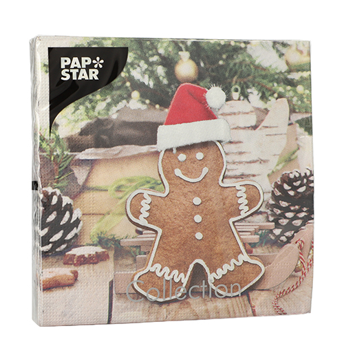 Servietten, 3-lagig 1/4-Falz 33 cm x 33 cm "Gingerbread Man"