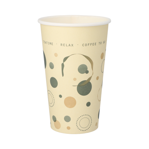 Trinkbecher, Pappe "To Go" 0,4 l Ø 9 cm · 13,9 cm "Coffee Rings"