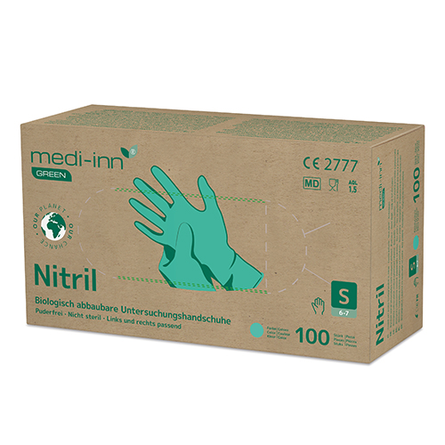 "Medi-Inn GREEN" Handschuhe, Nitril puderfrei grün Größe: S biologisch abbaubar