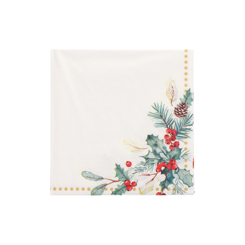 Servietten, 3-lagig 1/4-Falz 25 cm x 25 cm "Mistletoe and Pinecone"