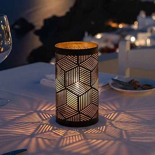 Kerzenhalter Ø 8 cm · 15 cm schwarz/gold "Santorini"