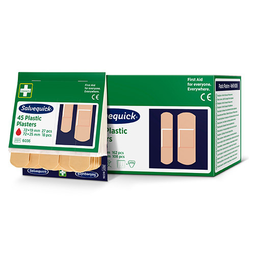 Set "Cederroth" Salvequick Plastic Pflaster (45 Stück) braun , wasserabweisend, Refill