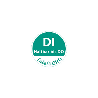 "LabelLord" HACCP Lebensmitteletiketten Ø 19 mm grün "Aqualabel" DI haltbar bis DO, abwaschbar