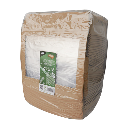Feinkostboxen Pappe "pure" eckig 1500 ml 4,5 cm x 21 cm x 16 cm braun "100% Fair"