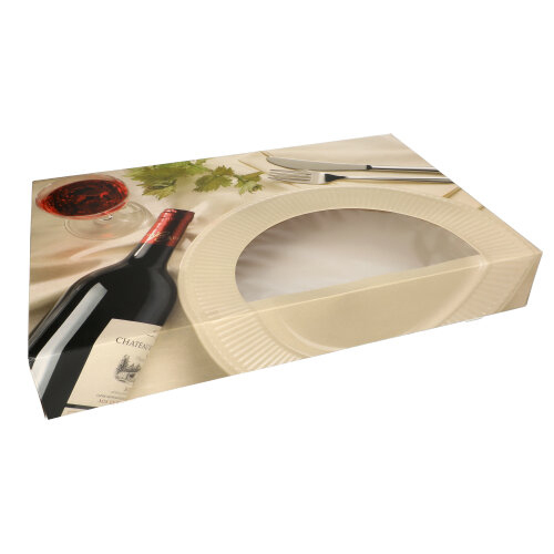 Transport- und Catering-Kartons 8 cm x 37,5 cm x 55,5 cm "Burgund" mit Sichtfenster, zweiteilig