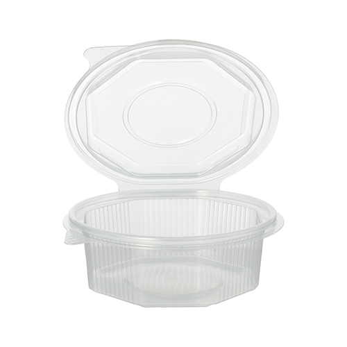 Verpackungsbecher mit Klappdeckeln, PP 8-eckig 375 ml 4,2 cm x 11 cm x 11 cm transparent