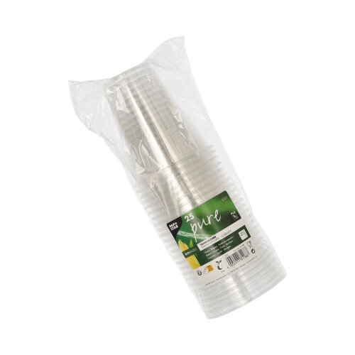 Kaltgetränkebecher, PLA "pure" 0,3 l Ø 9,5 cm · 11 cm glasklar mit Schaumrand