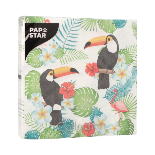 Servietten, 3-lagig 1/4-Falz 33 cm x 33 cm "Toucans"