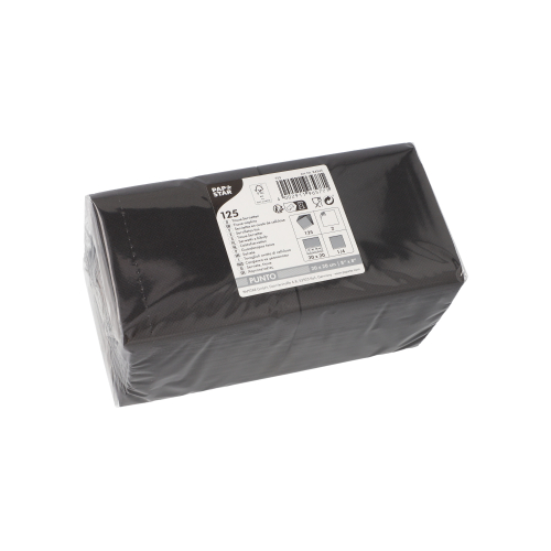 Servietten, 2-lagig "PUNTO" 1/4-Falz 20 cm x 20 cm schwarz