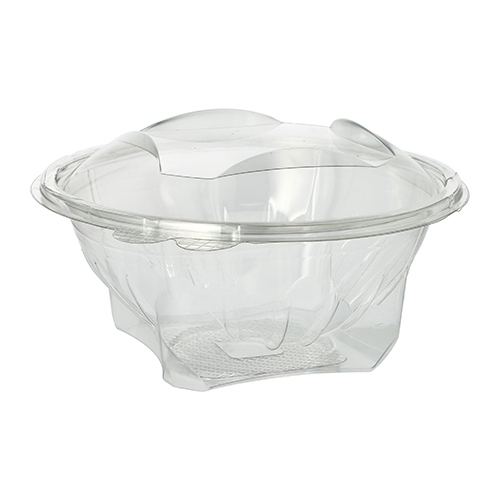 Feinkost- und Salatschalen mit Klappdeckel, R-PET rund 1000 ml Ø 18,5 cm · 7,8 cm glasklar