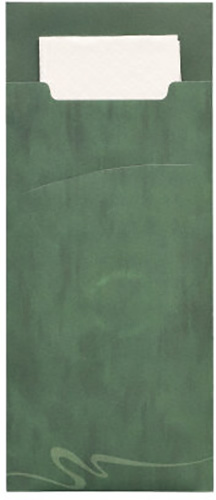 Bestecktaschen 20 cm x 8,5 cm dunkelgrün inkl. weißer Serviette 33 x 33 cm 2-lag.