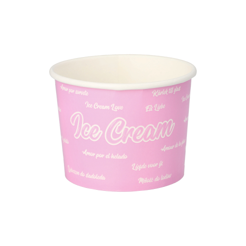 Eisbecher, Pappe 250 ml Ø 9,5 cm · 6,2 cm rosa "Icelove"