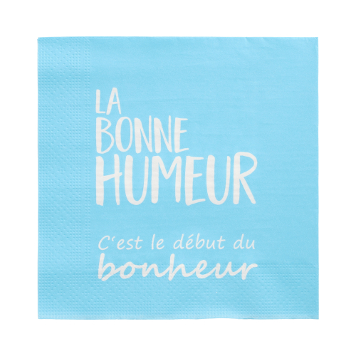 Servietten, 3-lagig 1/4-Falz 33 cm x 33 cm blau "La Bonne Humeur"