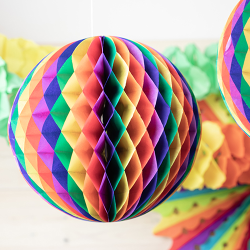 Wabenball Ø 30 cm "Rainbow" schwer entflammbar
