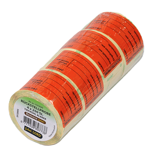 "LabelLord" HACCP Lebensmitteletiketten 40 mm x 113 mm rot Rückstellprobe