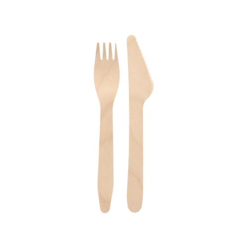 Bestecke, Holz "pure" 16,5 cm (Messer, Gabel)