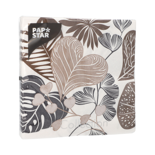 Servietten, 3-lagig 1/4-Falz 33 cm x 33 cm "Silky Fronds"