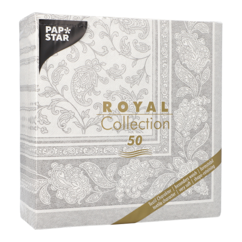 Servietten "ROYAL Collection" 1/4-Falz 40 cm x 40 cm grau "Ornaments"