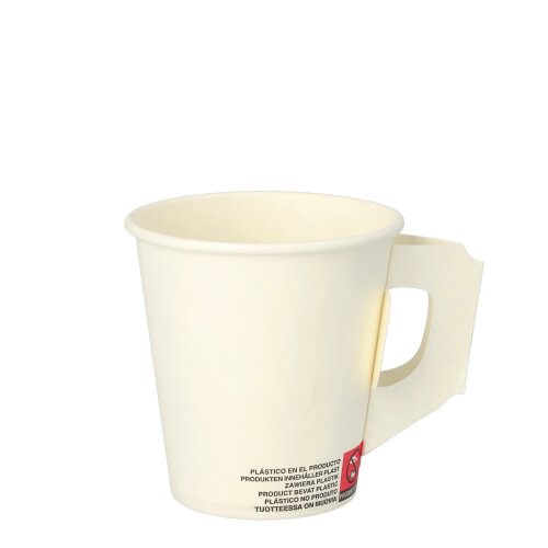 Trinkbecher mit Henkel, Pappe "To Go" 0,18 l Ø 7,3 cm · 7,8 cm weiss