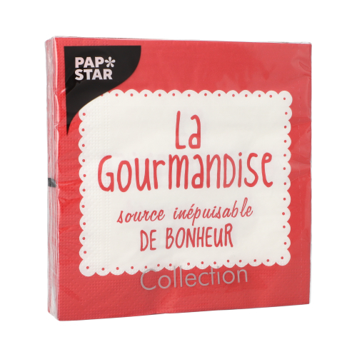 Servietten, 3-lagig 1/4-Falz 33 cm x 33 cm rot "La Gourmandise"