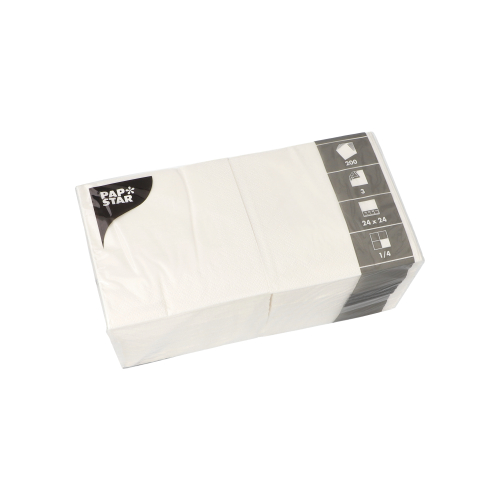 Servietten, 3-lagig 1/4-Falz 24 cm x 24 cm weiss