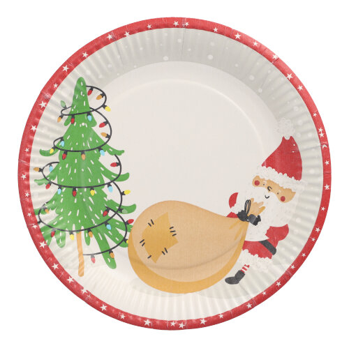 Teller, Pappe rund Ø 23 cm "Lutins de Noel"