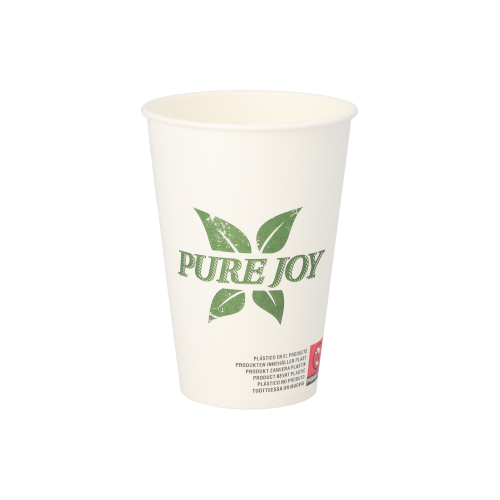 Trinkbecher, Pappe 0,2 l Ø 7,3 cm · 9,9 cm weiss "Pure Joy"