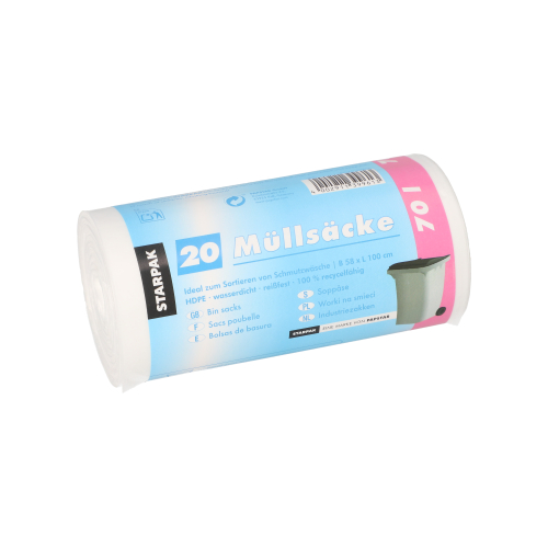 Müllsäcke, HDPE 70 l 100 cm x 58 cm transparent 23 my