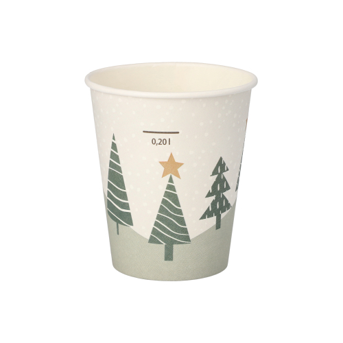 Trinkbecher, Pappe "To Go" 0,2 l Ø 8 cm · 9,1 cm "Winter Forest"