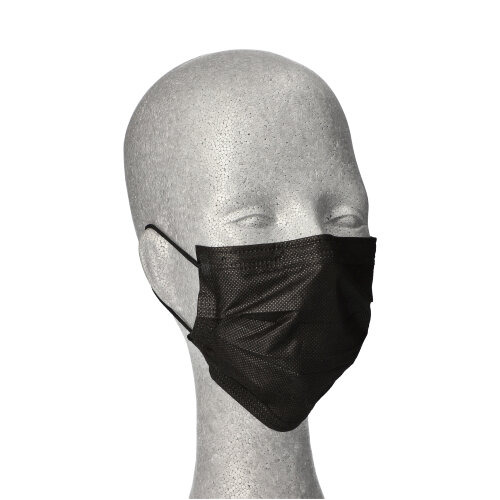 "Medi-Inn" Mundschutz Type II 3-lagig 9 cm x 17,5 cm schwarz mit Nasenbügel
