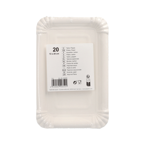 Teller, Pappe eckig 13 cm x 20 cm weiss