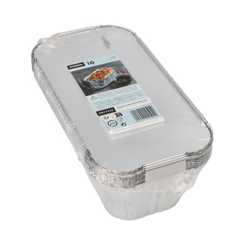 Schalen, Alu + Einlegedeckel, PP-beschichtet eckig 1,5 l 7 cm x 13 cm x 24,2 cm