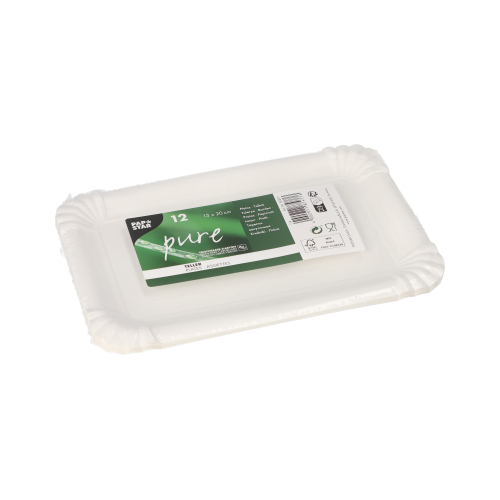 Teller, Pappe "pure" eckig 13 cm x 20 cm weiss