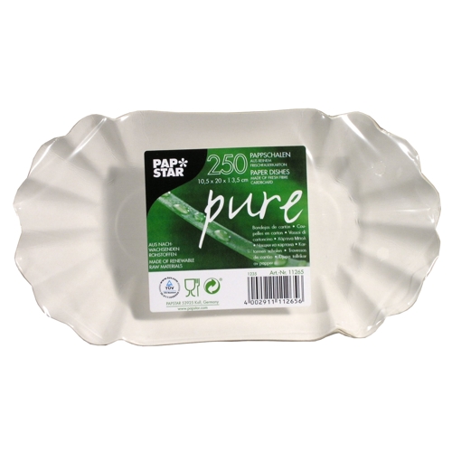 Schalen, Pappe "pure" oval 10,5 cm x 20 cm x 3,5 cm weiss