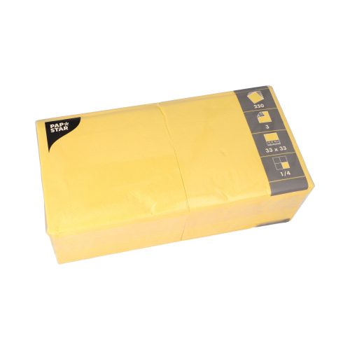 Servietten, 3-lagig 1/4-Falz 33 cm x 33 cm gelb